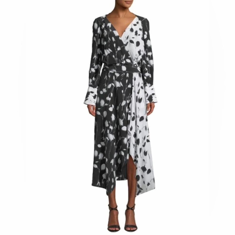 Equipment Neema Long-Sleeve Abstract Floral-Print Long Wrap Dress 4